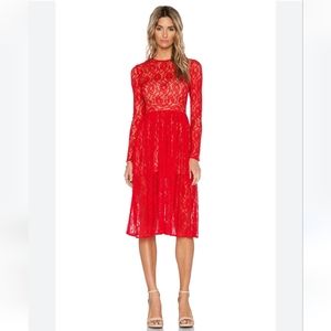 NWT WOMEN'S SAU RED LACE COCKTAIL DRESS FROM REVOLVE SIZE 8 $450